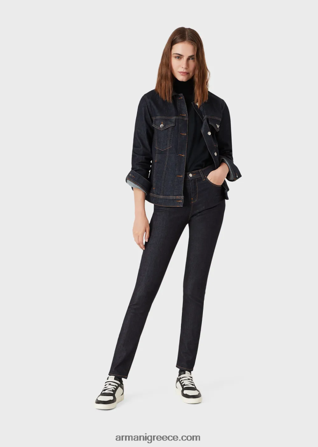 γυναίκες Armani Τζιν j20 με ψηλόμεσο, σούπερ στενό τζιν σε τζιν μερσερίντ 4046R62769 ναυτικό μπλε