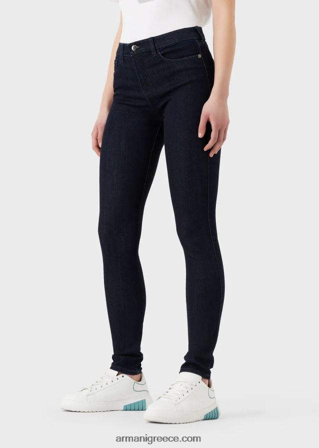 γυναίκες Armani j20 τζιν lyocell με ψηλόμεσο, σούπερ στενό πόδι 4046R62770 σκούρο μπλε