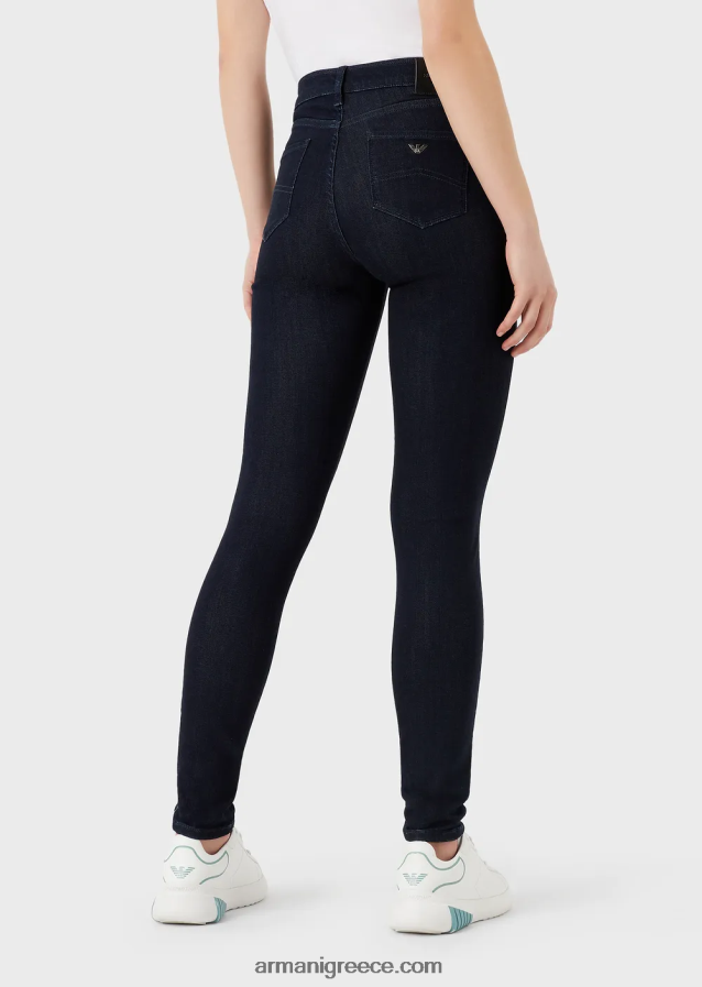 γυναίκες Armani j20 τζιν lyocell με ψηλόμεσο, σούπερ στενό πόδι 4046R62770 σκούρο μπλε