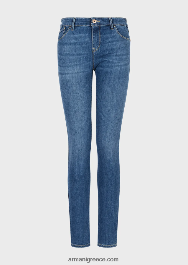 γυναίκες Armani j23 ψηλόμεσο, σούπερ στενό τζιν σε τζιν τεντσελ 4046R62748 μέτριο μπλε