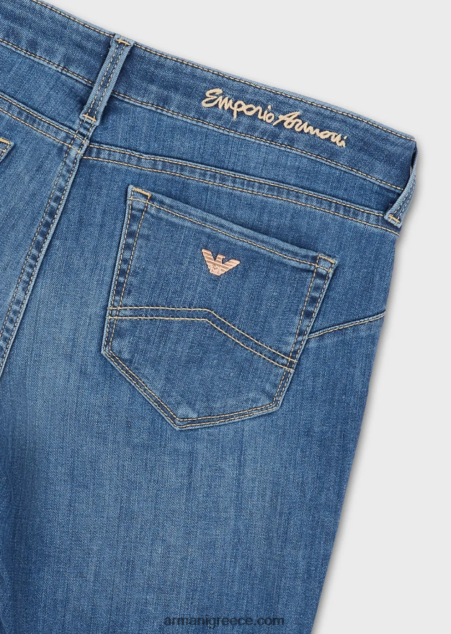 γυναίκες Armani j23 ψηλόμεσο, σούπερ στενό τζιν σε τζιν τεντσελ 4046R62748 μέτριο μπλε