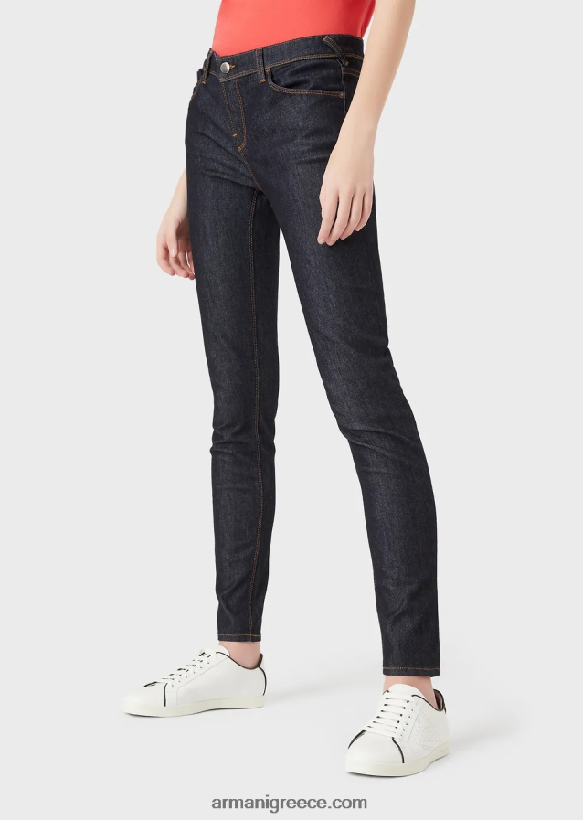 γυναίκες Armani j28 τζιν με μεσαία μέση, σούπερ στενό τζιν σε τζιν μερσερίντ 4046R62776 ναυτικό μπλε