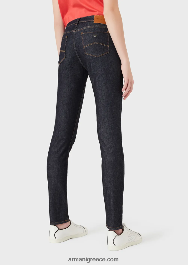 γυναίκες Armani j28 τζιν με μεσαία μέση, σούπερ στενό τζιν σε τζιν μερσερίντ 4046R62776 ναυτικό μπλε