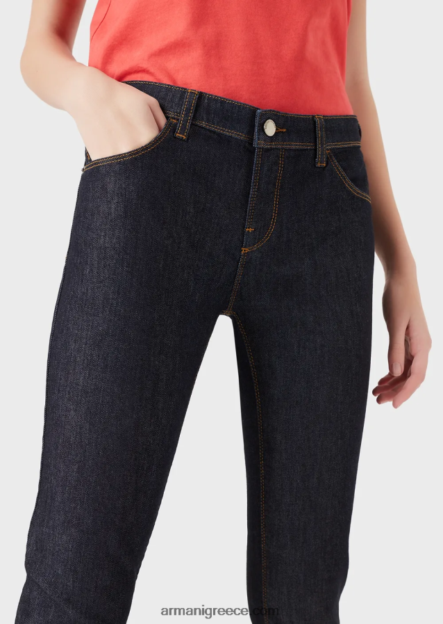 γυναίκες Armani j28 τζιν με μεσαία μέση, σούπερ στενό τζιν σε τζιν μερσερίντ 4046R62776 ναυτικό μπλε
