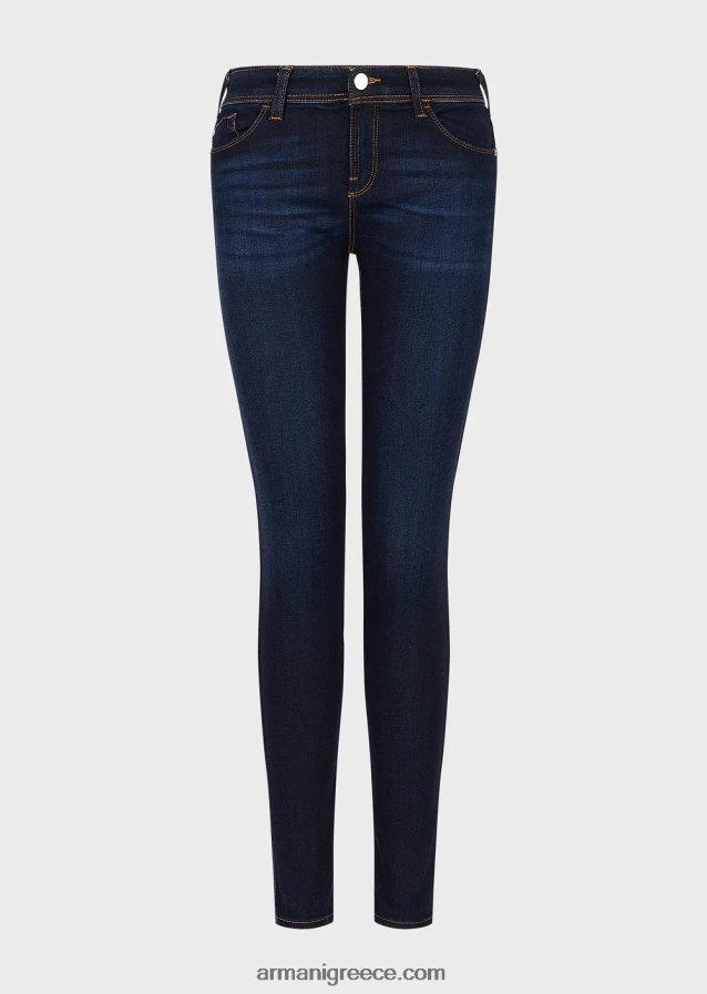 γυναίκες Armani j28 τζιν lyocell με μεσαία μέση, σούπερ στενό πόδι 4046R62774 σκούρο μπλε