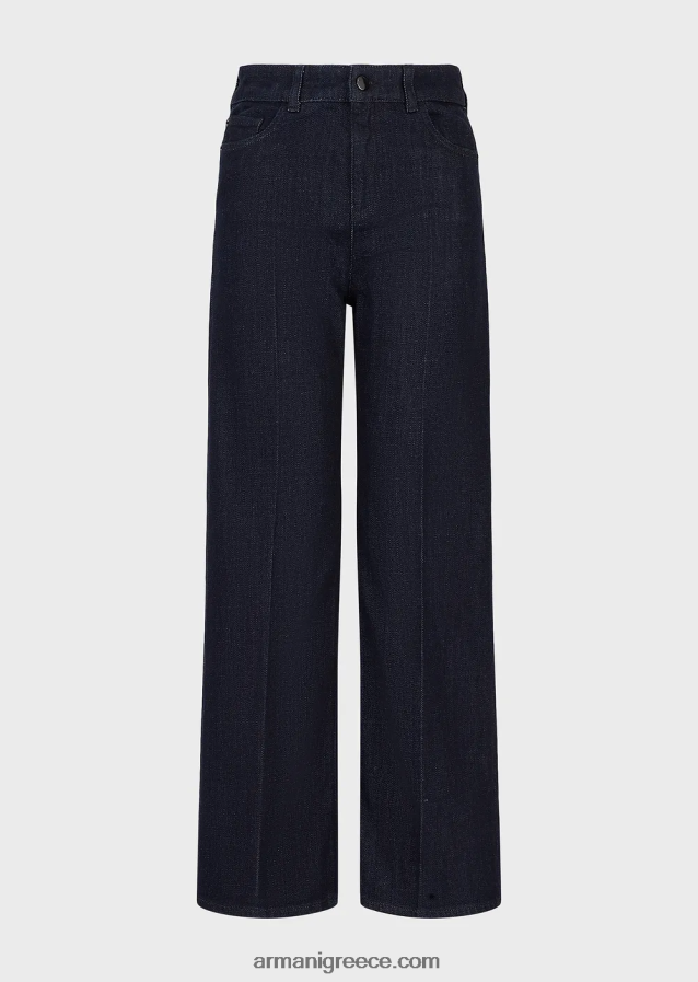 γυναίκες Armani j33 τζιν τζιν παντελόνι με μεσαία μέση φαρδύ cropped πόδι 4046R62758 σκούρο μπλε