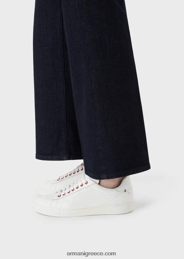 γυναίκες Armani j33 τζιν τζιν παντελόνι με μεσαία μέση φαρδύ cropped πόδι 4046R62758 σκούρο μπλε