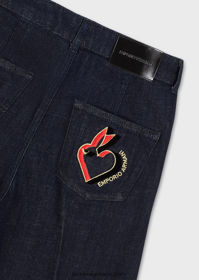 γυναίκες Armani j33 τζιν τζιν παντελόνι με μεσαία μέση φαρδύ cropped πόδι 4046R62758 σκούρο μπλε