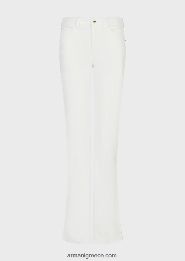 γυναίκες Armani j47 τζιν με μεσαίο/ψηλόμεσο, φουσκωμένο τζιν σε ύφασμα ταύρου βαμμένο με ρούχα 4046R62746 άσπρο