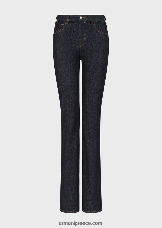 γυναίκες Armani j47 μεσαίο ψηλόμεσο, ελαφρώς φθαρμένο, φαρδύ, ελαστικό τζιν 4046R62763 ναυτικό μπλε