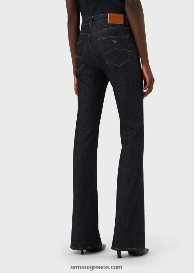 γυναίκες Armani j47 μεσαίο ψηλόμεσο, ελαφρώς φθαρμένο, φαρδύ, ελαστικό τζιν 4046R62763 ναυτικό μπλε