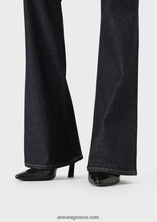 γυναίκες Armani j47 μεσαίο ψηλόμεσο, ελαφρώς φθαρμένο, φαρδύ, ελαστικό τζιν 4046R62763 ναυτικό μπλε