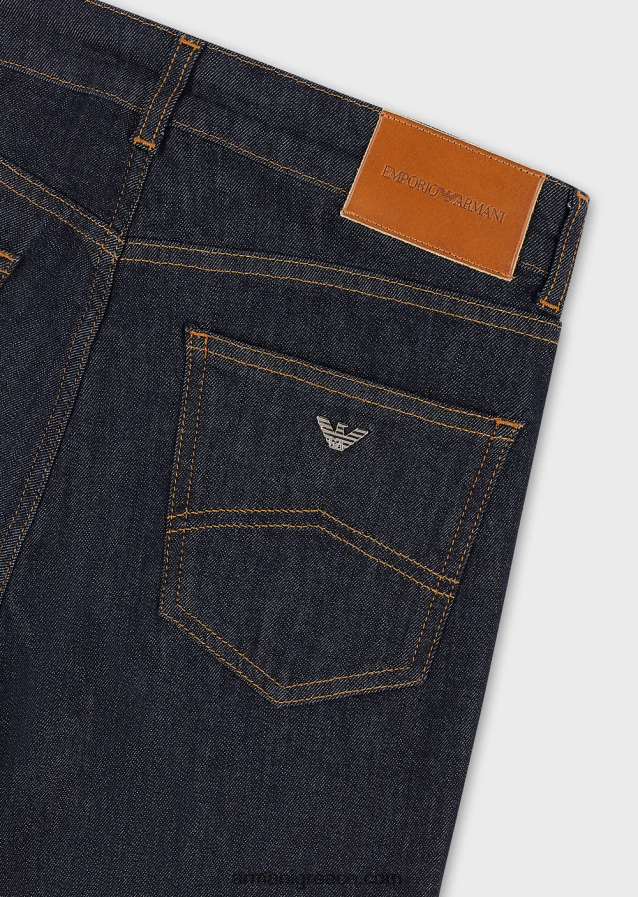 γυναίκες Armani j47 μεσαίο ψηλόμεσο, ελαφρώς φθαρμένο, φαρδύ, ελαστικό τζιν 4046R62763 ναυτικό μπλε