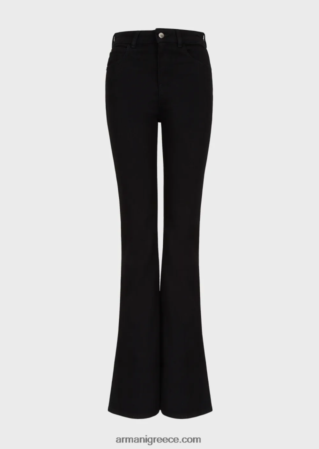 γυναίκες Armani j47 μεσαίο ψηλόμεσο, ανοιχτό πόδι, ξεπλυμένο comfort-τζιν 4046R62764 μαύρος