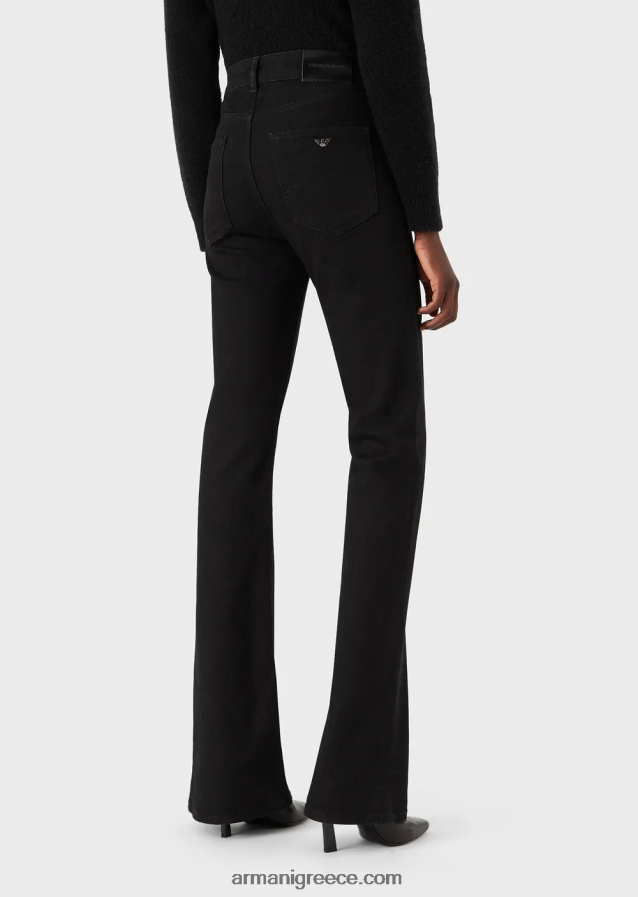 γυναίκες Armani j47 μεσαίο ψηλόμεσο, ανοιχτό πόδι, ξεπλυμένο comfort-τζιν 4046R62764 μαύρος