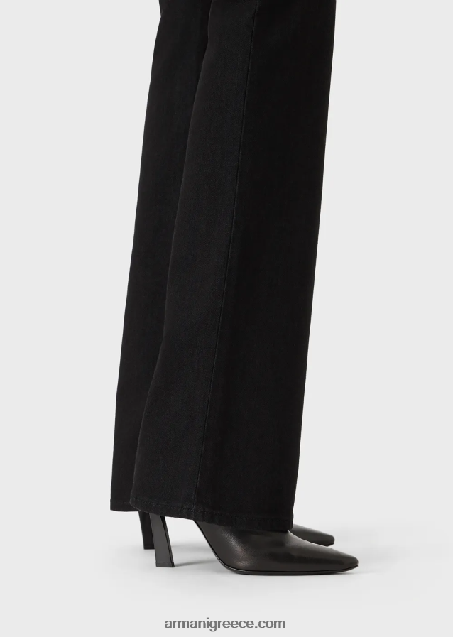 γυναίκες Armani j47 μεσαίο ψηλόμεσο, ανοιχτό πόδι, ξεπλυμένο comfort-τζιν 4046R62764 μαύρος