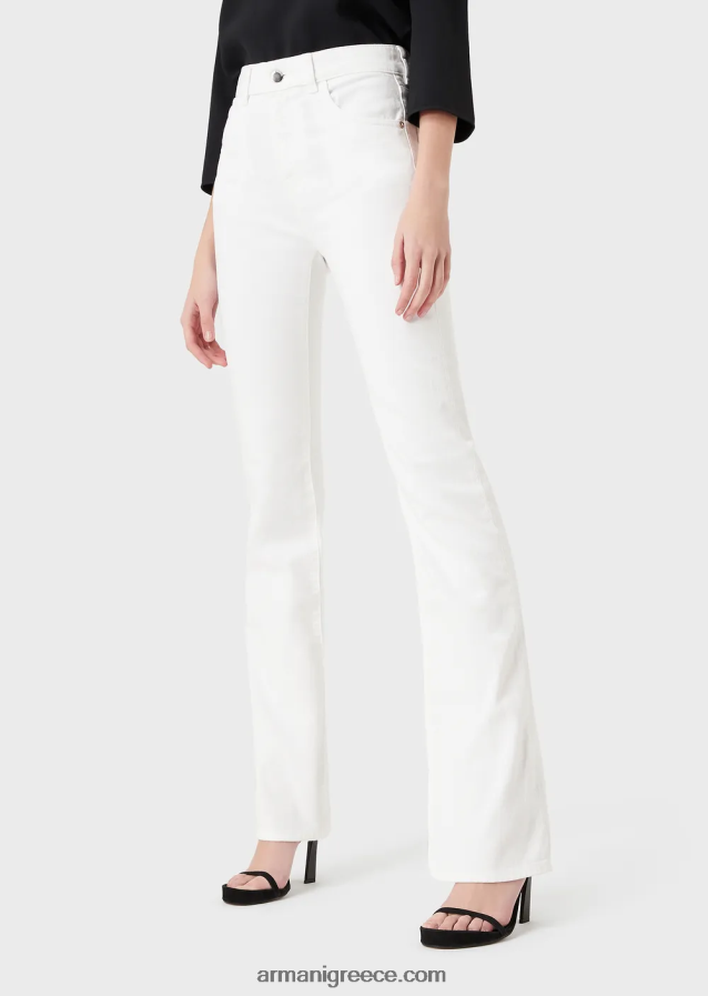 γυναίκες Armani j47 μεσαίο ψηλόμεσο, ανοιχτό πόδι, comfort bull τζιν 4046R62765 άσπρο