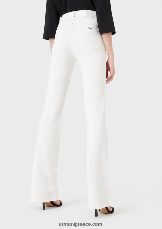 γυναίκες Armani j47 μεσαίο ψηλόμεσο, ανοιχτό πόδι, comfort bull τζιν 4046R62765 άσπρο