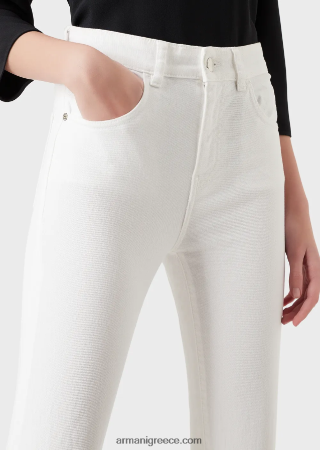 γυναίκες Armani j47 μεσαίο ψηλόμεσο, ανοιχτό πόδι, comfort bull τζιν 4046R62765 άσπρο