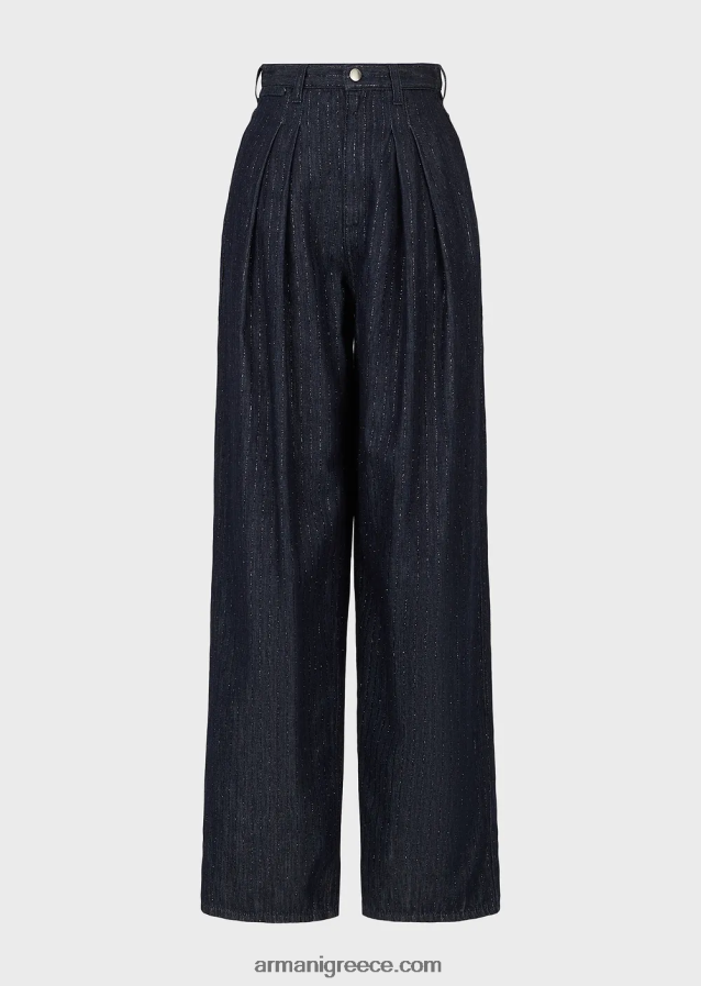 γυναίκες Armani Ψηλόμεσο τζιν j95 σε τζιν με γκλίτερ ξεπλυμένο ριγέ 4046R62760 σκούρο μπλε