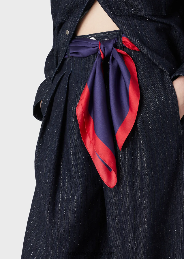 γυναίκες Armani Ψηλόμεσο τζιν j95 σε τζιν με γκλίτερ ξεπλυμένο ριγέ 4046R62760 σκούρο μπλε