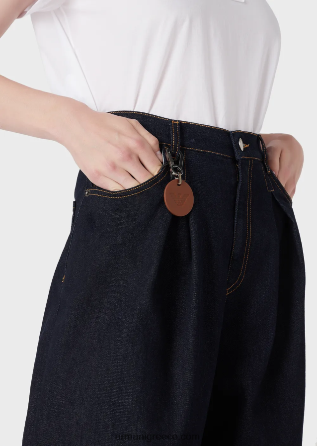 γυναίκες Armani Τζιν j97 με πιέτες godet σε απαλό comfort denim 4046R62759 σκούρο μπλε