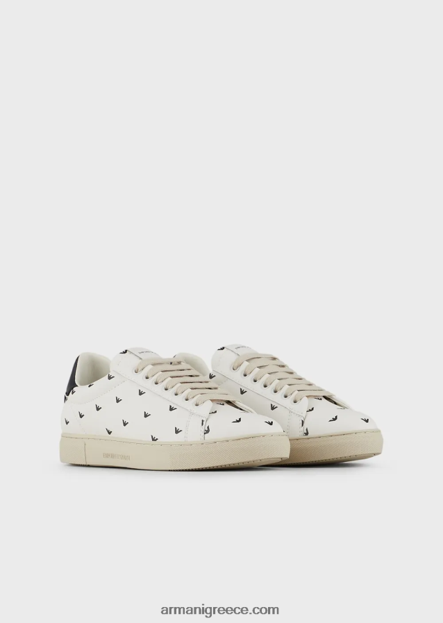 γυναίκες Armani μαλακά δερμάτινα πάνινα παπούτσια με 3d αετό 4046R6545