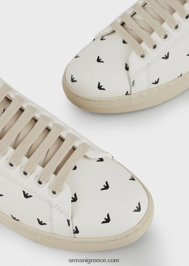 γυναίκες Armani μαλακά δερμάτινα πάνινα παπούτσια με 3d αετό 4046R6545