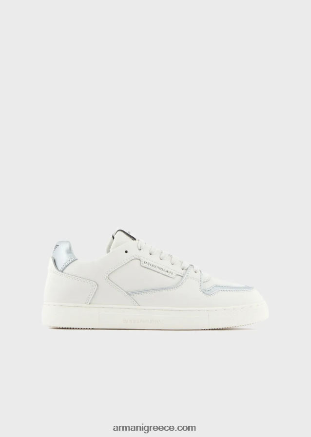 γυναίκες Armani πολύχρωμα δερμάτινα αθλητικά παπούτσια 4046R6547 άσπρο