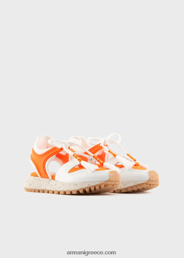 γυναίκες Armani βιώσιμη συλλογή αθλητικών παπουτσιών με διάτρητο ανακυκλωμένο δέρμα 4046R6574