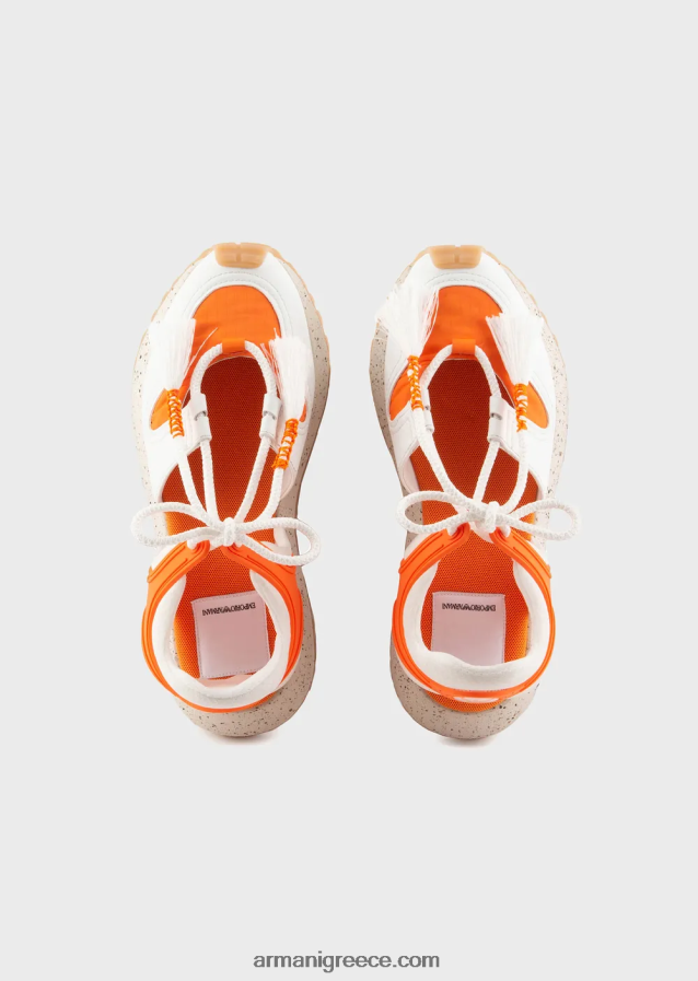 γυναίκες Armani βιώσιμη συλλογή αθλητικών παπουτσιών με διάτρητο ανακυκλωμένο δέρμα 4046R6574