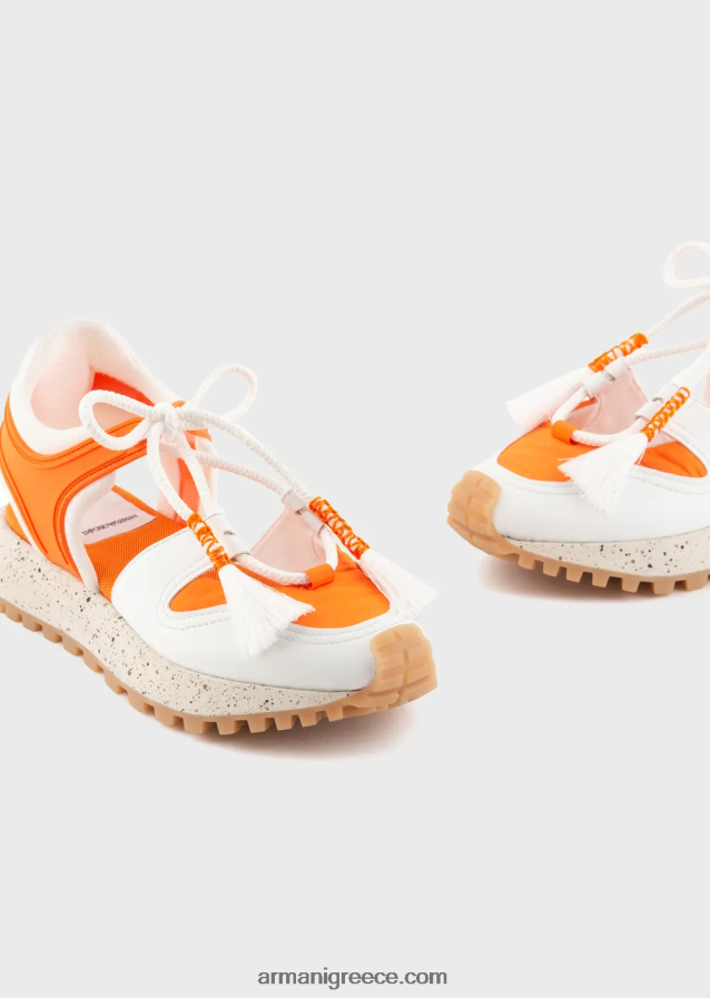 γυναίκες Armani βιώσιμη συλλογή αθλητικών παπουτσιών με διάτρητο ανακυκλωμένο δέρμα 4046R6574