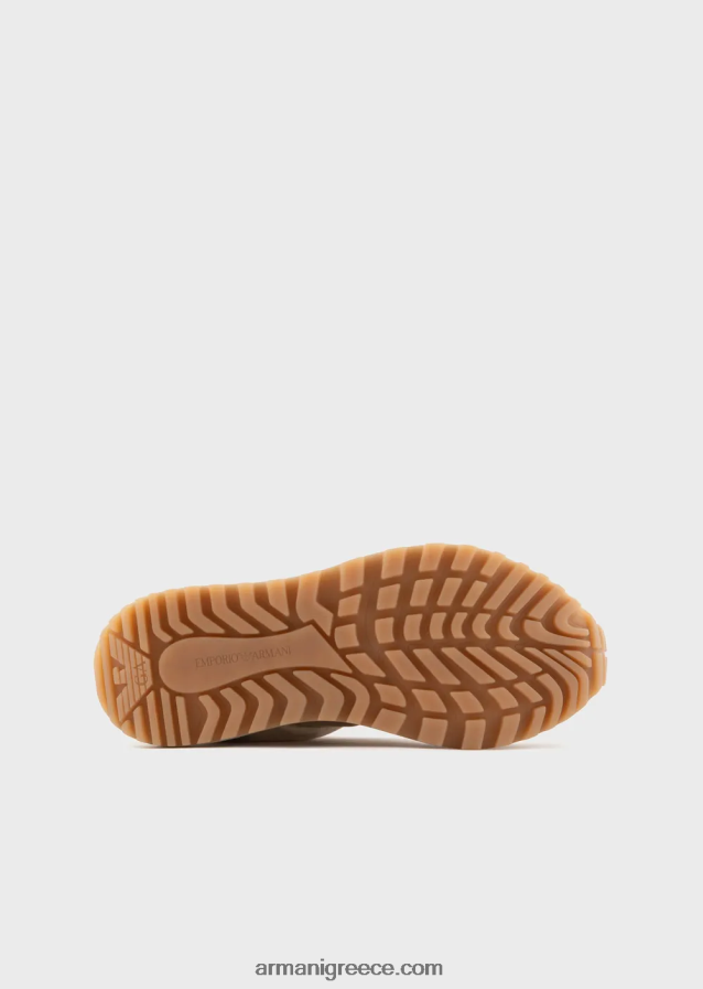 γυναίκες Armani δερμάτινα και οικολογικά νάιλον πάνινα παπούτσια βιώσιμης συλλογής 4046R6575 μπεζ