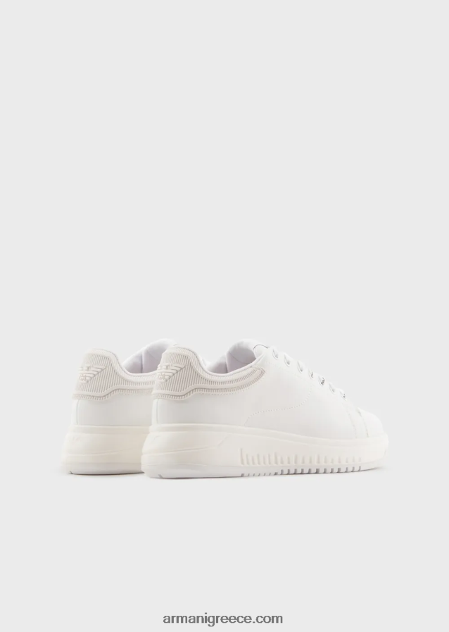 γυναίκες Armani δερμάτινα sneakers με λαστιχένια πλάτη 4046R6552 άσπρο