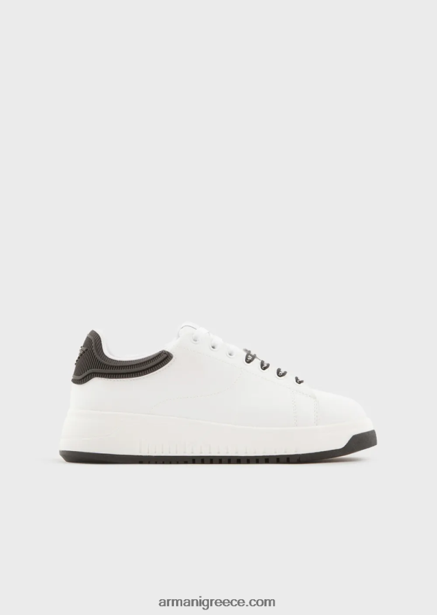 γυναίκες Armani δερμάτινα sneakers με λαστιχένια πλάτη 4046R6553 bianco e nero