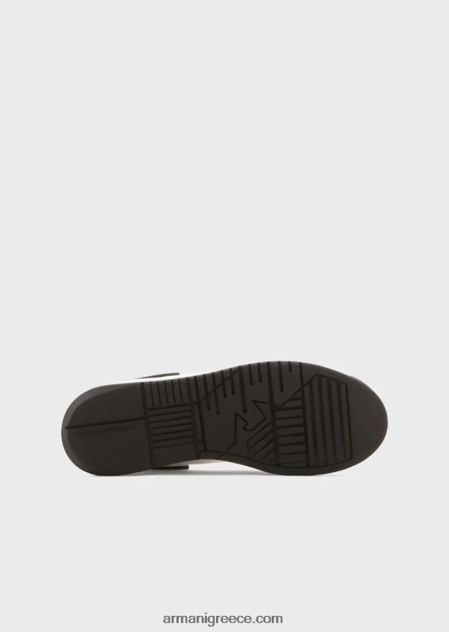 γυναίκες Armani δερμάτινα sneakers με λαστιχένια πλάτη 4046R6553 bianco e nero