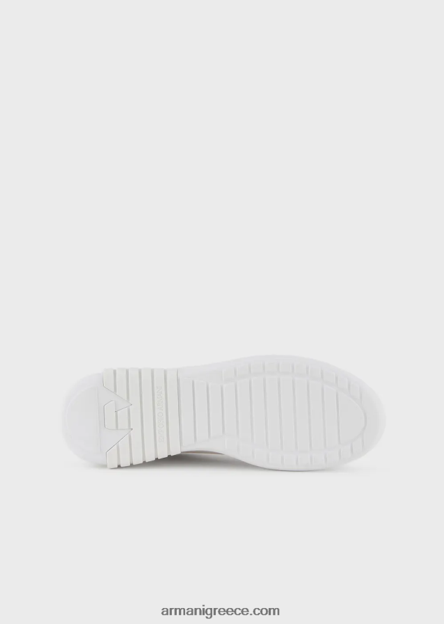 γυναίκες Armani δερμάτινα sneakers με πλαστικοποιημένη πλάτη 4046R6557 λευκό λογότυπο
