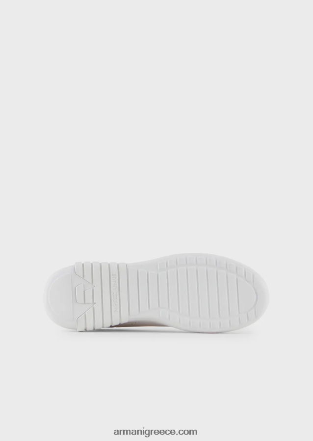 γυναίκες Armani δερμάτινα sneakers με πλαστικοποιημένη πλάτη 4046R6558