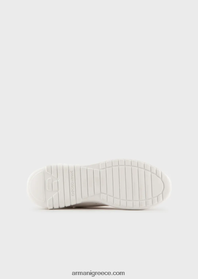 γυναίκες Armani δερμάτινα sneakers με πλαστικοποιημένη πλάτη 4046R6558