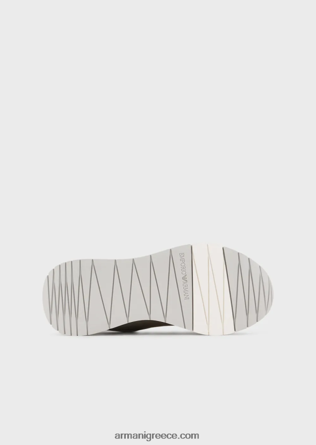 γυναίκες Armani sneakers σουέντ και νάιλον με υπερμεγέθη αετό 4046R6561 ασήμι
