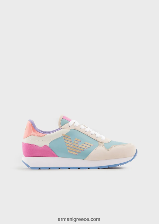 γυναίκες Armani sneakers σουέντ και νάιλον με υπερμεγέθη αετό 4046R6563 πολύχρωμο