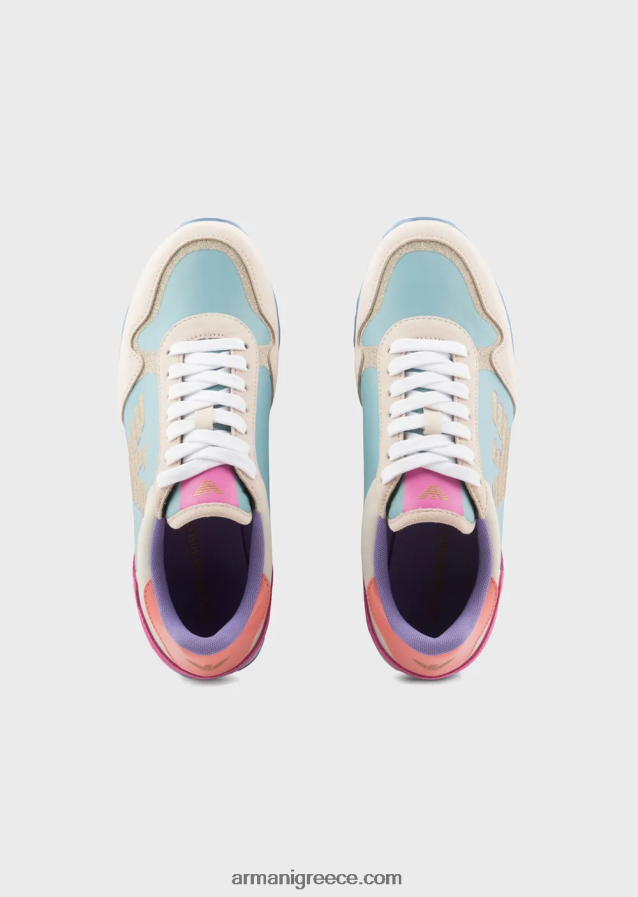 γυναίκες Armani sneakers σουέντ και νάιλον με υπερμεγέθη αετό 4046R6563 πολύχρωμο