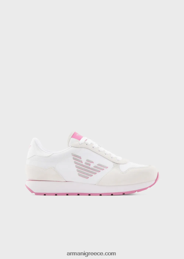 γυναίκες Armani sneakers σουέντ και νάιλον με υπερμεγέθη αετό 4046R6564 ροζ