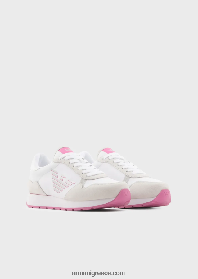 γυναίκες Armani sneakers σουέντ και νάιλον με υπερμεγέθη αετό 4046R6564 ροζ