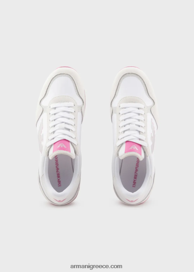 γυναίκες Armani sneakers σουέντ και νάιλον με υπερμεγέθη αετό 4046R6564 ροζ