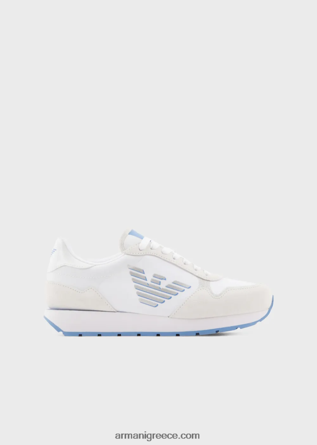 γυναίκες Armani sneakers σουέντ και νάιλον με υπερμεγέθη αετό 4046R6565 άσπρο