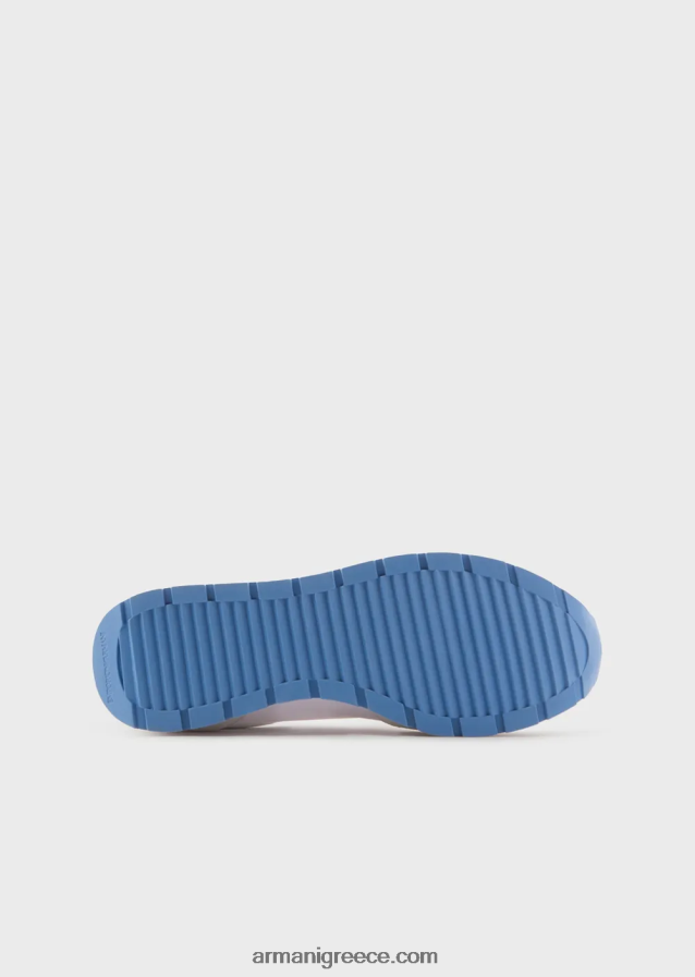 γυναίκες Armani sneakers σουέντ και νάιλον με υπερμεγέθη αετό 4046R6565 άσπρο