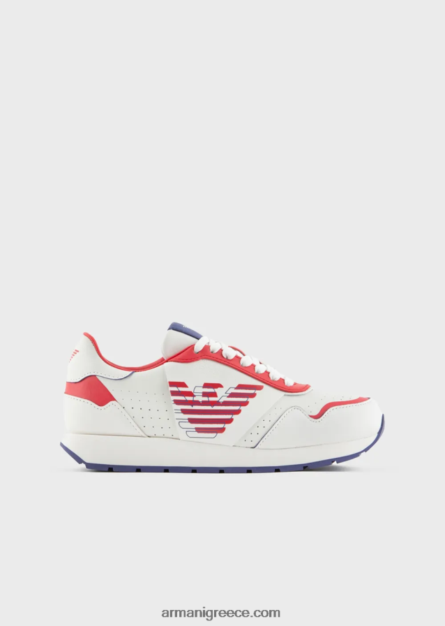 γυναίκες Armani δερμάτινα sneakers με αετό σε αντίθεση 4046R6566 πολύχρωμο