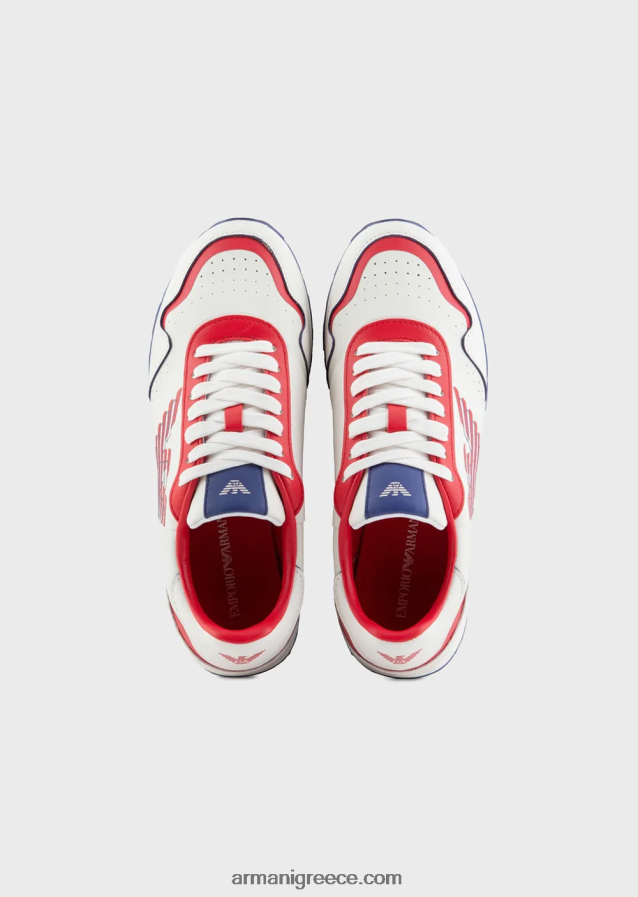 γυναίκες Armani δερμάτινα sneakers με αετό σε αντίθεση 4046R6566 πολύχρωμο