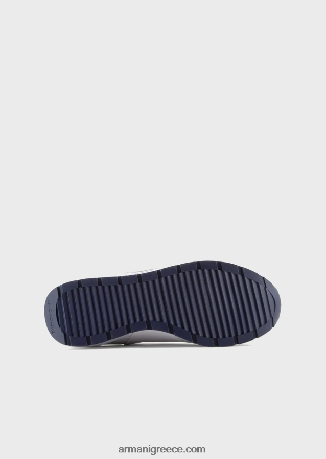 γυναίκες Armani δερμάτινα sneakers με αετό σε αντίθεση 4046R6568 μπλε